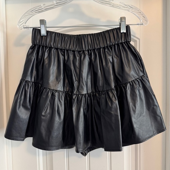 NEW Crosby Mollie Burch Small Black Faux Leather SKORT Skirt ~ Grunge Night Out